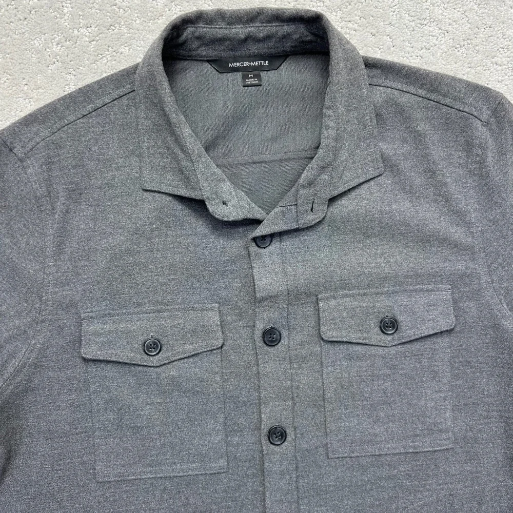 Mercer+Mettle‎ Overshirt Mens Medium Grey Long Sleeve Twill Stretch Shirt Jacket